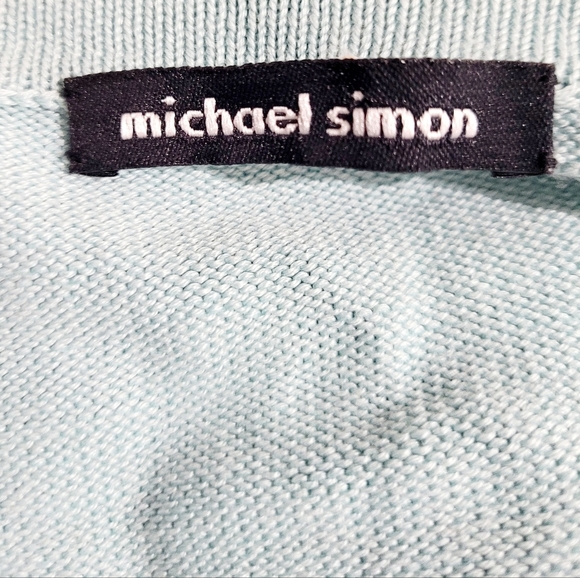 Michael Simon Chevron Knit Cardigan Sweater Women’s Small Silk Blend Embroidered - Picture 8 of 11